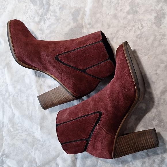 🍀 Lucky Brand suede booties. Maldeev style. Size 9.5. Burgundy. - Picture 7 of 14